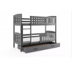 Dětská patrová postel KUBUS se šuplíkem 90x200 cm, včetně matrací, Grafit/Grafit