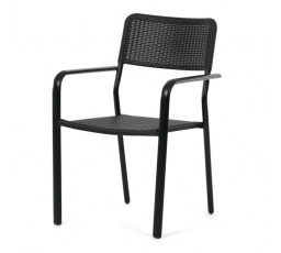 Zahradní židle, kov, plast, černá, AZC-H1021 BK