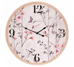 Hodiny nástěnné - pr. 58 cm, MDF, rozkvetlá louka