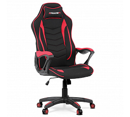 Herní křeslo, houpací mechanismus, černá látka, KA-G408 RED