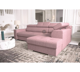 Rohová sedací souprava s funkcí spaní MARGO I 260×185 - pravá, růžová