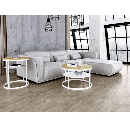 Kulatý konferenční stolek Glamour - v různých barvách - Dub Artisan, Bílý mat