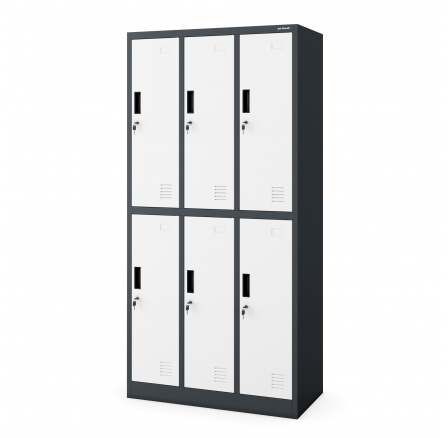 Šatní skříň  antracitovo-bílá s 6 boxy IGOR, 900 x 1850 x 450 mm
