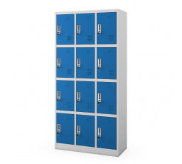Kovová šatní skříňka BHP MARCIN, 900 x 1850 x 400 mm, šedo-modrá