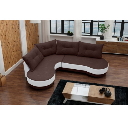 Rohová sedací souprava Abbey L tm.hnědá/bílá Rohová sedací souprava Abbey L tm.hnědá/bílá