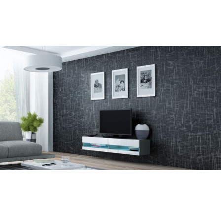 TV komoda VIGO NEW 140, šedá / bílý lesk TV komoda VIGO NEW 140, šedá / bílý lesk