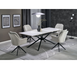 Jídelní stůl VITORINO, efekt bílého mramoru/černá