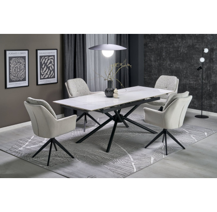 Jídelní stůl VITORINO, efekt bílého mramoru/černá