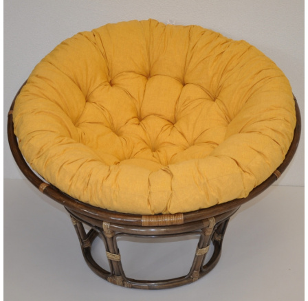 Ratanový papasan 115 cm hnědý - polstr žlutý melír Ratanový papasan 115 cm hnědý - polstr žlutý melír