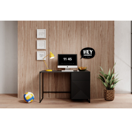 Psací stůl Asha, černý mat / černý rám