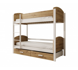 Dětská Patrová Postel Jori 200x90 Bílá+Borovice