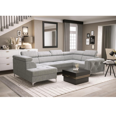 Rohová sedací souprava ORION MAX II s funkcí spaní 165x350x185 cm - šedá , pravá