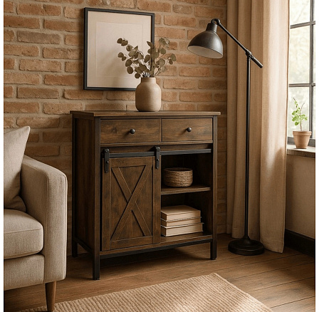 Komoda se zásuvkami COLE 70 cm Dub Rustikální/Černý