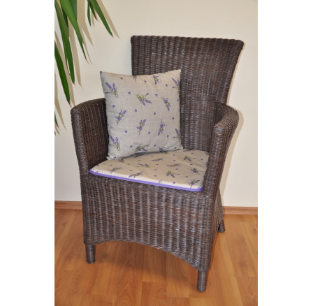 Ratanové křeslo Pluto hnědé polstr levandule Ratanové křeslo Pluto hnědé polstr levandule