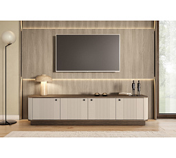 VESPER RTV 187 4D - kašmírová MDF / ořech / černé úchyty / sokl
