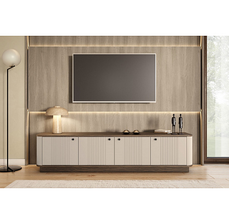 VESPER RTV 187 4D - kašmírová MDF / ořech / černé úchyty / sokl VESPER RTV 187 4D - kašmírová MDF / ořech / černé úchyty / sokl