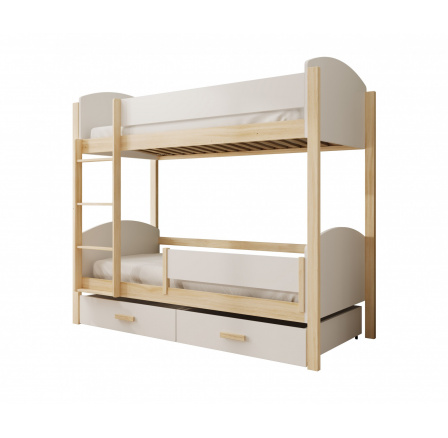 Dětská Patrová Postel Jori s bariérkou 180x80 s matrací Bílá+Artisan