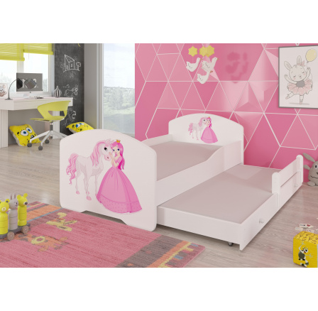 Dvojlůžko s matracemi PEPE II PRINCESS AND HORSE 160x80 Bílá