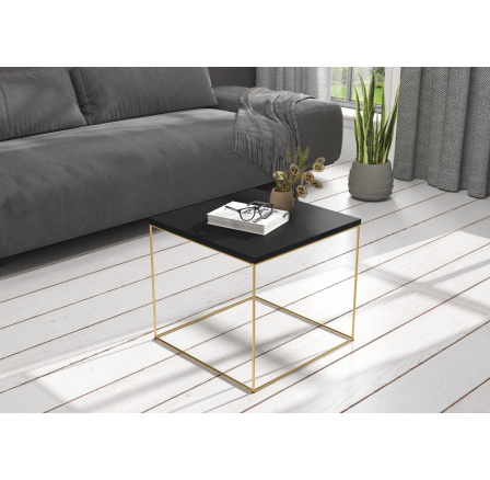 Konferenční stolek ELENA 50x50 Zlatý+Černý