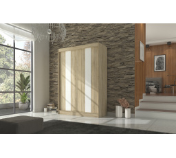 Posuvná skříň s lacobelem KAREN 150 Sonoma+White Lacobel