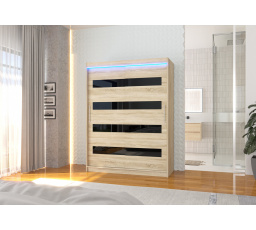 Posuvná skříň s lacobelem a LED osvětlením MARTINEZ 150 Sonoma+Černý Lacobel