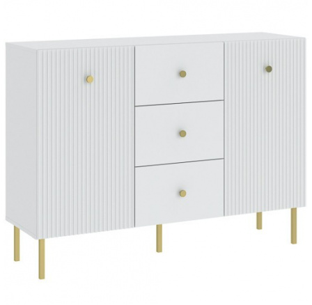 Komoda VIENA 2D3S, Bílá/Zlatá
