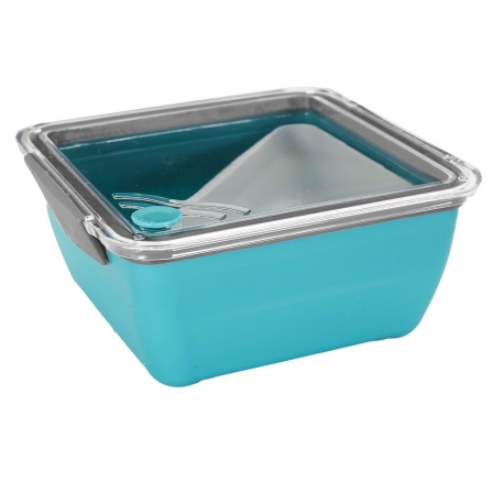 Lunch box rozdělený s vidličkou 2,6l světle modrý