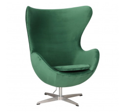 Křeslo Vejce Velvet zelené/ stříbrná základna