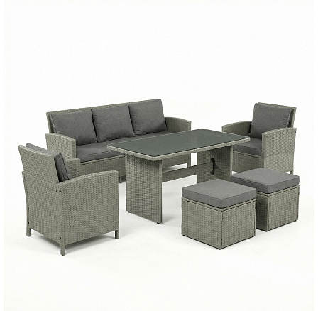 Zahradní sestava 140x70x60cm, polyratan, šedá, AZS-A1719 GREY