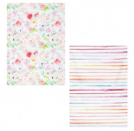 Utěrka – s květinami nebo pruhy, 100% bavlna, cena za sadu 2 ks