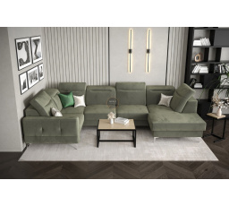 Rohová sedací souprava MALIBU MAX II 180x350x182 cm - Olivová , levá strana