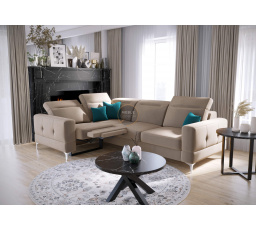 Rohová sedací souprava MALIBU , relax s funkcí spaní 185x250 cm - levá, béžová