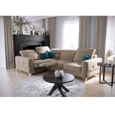 Rohová sedací souprava MALIBU , relax s funkcí spaní 185x250 cm - levá, béžová