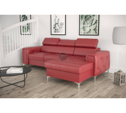 Rohová sedací souprava ORION MINI s funkcí spaní 255x165 cm přírodní kůže - červená kůže, pravá