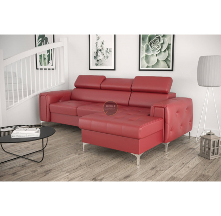 Rohová sedací souprava ORION MINI s funkcí spaní 255x165 cm přírodní kůže - červená kůže, pravá
