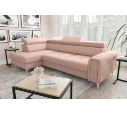 Rohová sedací souprava s funkcí spaní ORION 165x255 - růžová, levá