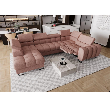Rohová sedací souprava ASPEN MAX II , relax 198x350x170 cm - pravá, růžová