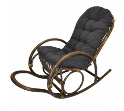Ratanové houpací křeslo Jenaira hnědé polstr tmavě šedý melír