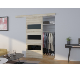 Posuvné dveře na stěnu ARES 106 Sonoma+Black Lacobel