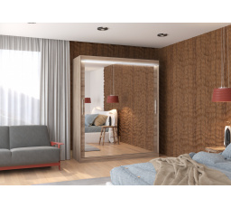 Posuvná skříň se zrcadlem a LED osvětlením ETTORE 180 Truffle+Truffle