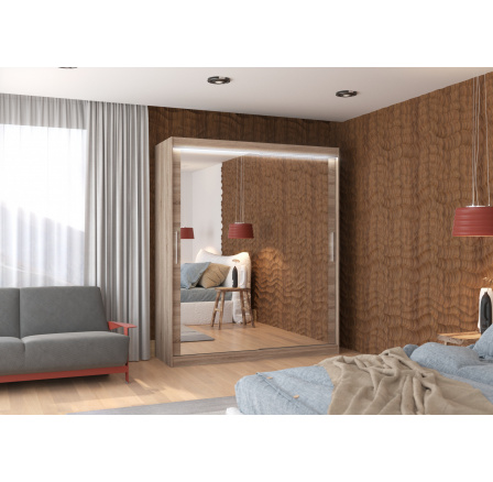 Posuvná skříň se zrcadlem a LED osvětlením ETTORE 180 Truffle+Truffle