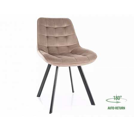 Jídelní otočná židle MONTI VELVET, Tmavě Béžový Bluvel 40/Černá