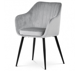Jídelní židle, šedá, sametová látka, PIKA SIL4