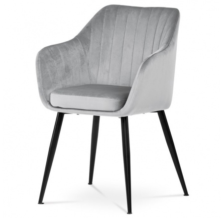 Jídelní židle, šedá, sametová látka, PIKA SIL4