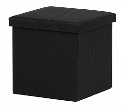 Taburet s úložným prostorem, černá, látka, TAB-461 BK2