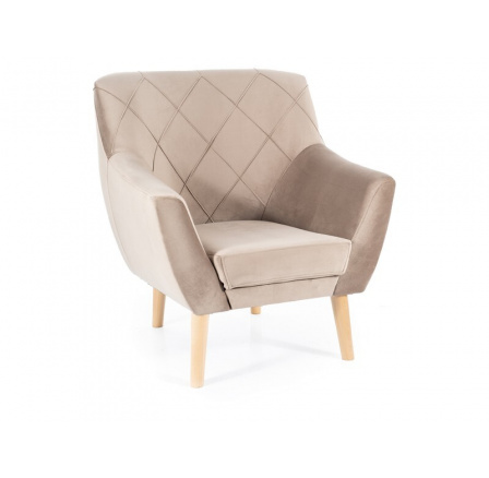 Křeslo KIER 1 VELVET, Béžový Bluvel 40/Buk Křeslo KIER 1 VELVET, Béžový Bluvel 40/Buk