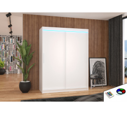 Posuvná skříň s LED osvětlením DENVER 150 Bílá+Bílá