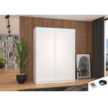 Posuvná skříň s LED osvětlením DENVER 150 Bílá+Bílá