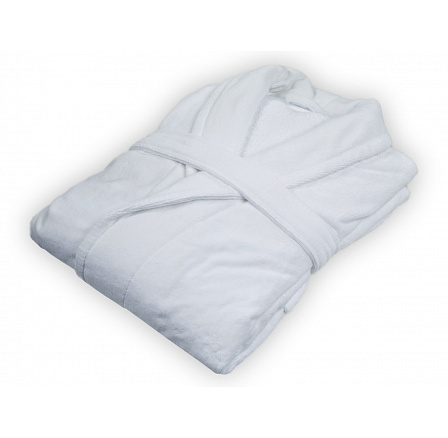 Velurový župan bílý S