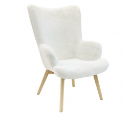 Křeslo ušák Helsinki bílé chlupaté